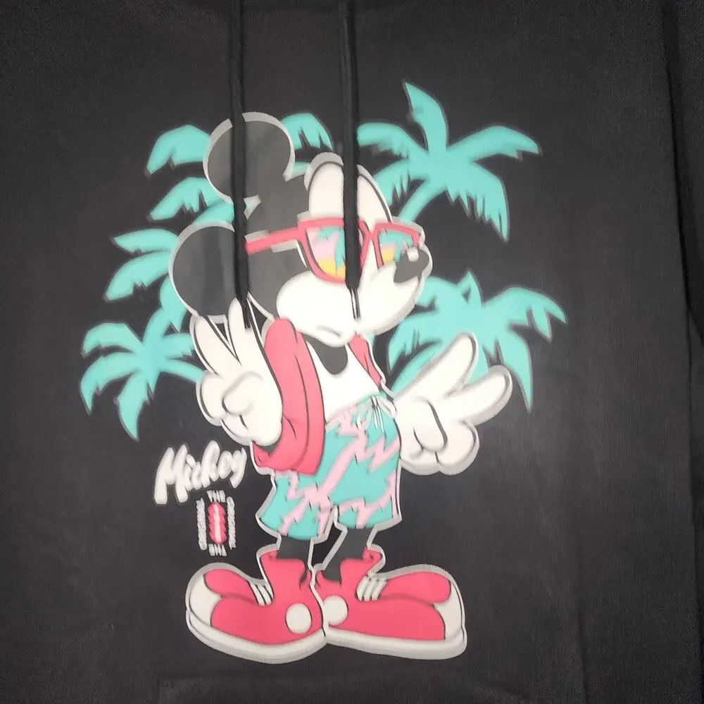 Mickey mouse tropical hoodie men's large black